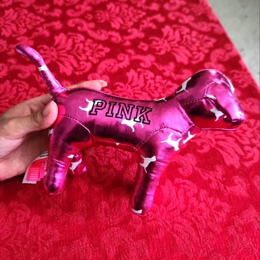 PINK Victoria’s Secret LOVE dog pink and silver MINI dog